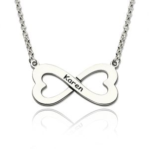 Customized Infinity Heart-Shaped Name Necklace In Sterling Silver