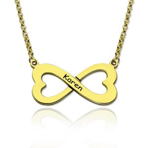 Personalized Gold Infinity Heart-Shaped Name Necklace