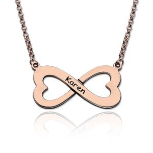 Customized Infinity Heart-Shaped Name Necklace In Rose Gold