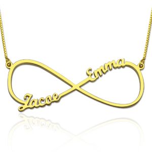 Customized Infinity Two Names Necklace In Gold Plated Silver