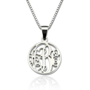 Customized Box Chain XS Circle Monogram Necklace Sterling Silver
