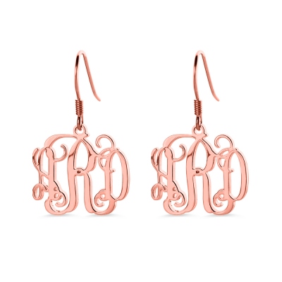 Cut Out Monogrammed Earrings Rose Gold