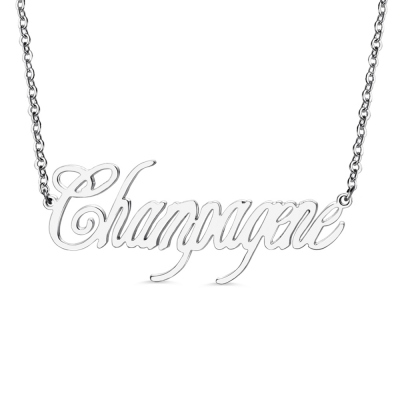 Customized Contemporary Font Unique Name Necklace Sterling Silver