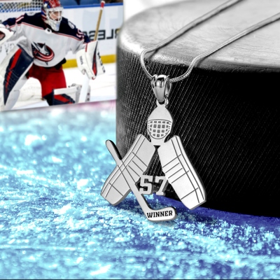 Collier de hockey personnalisé bâtons de hockey sur glace bijoux de nom