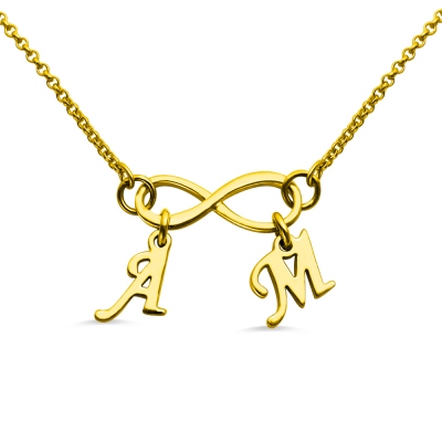 Infinity Pendant Double Initial 18K Gold Plated