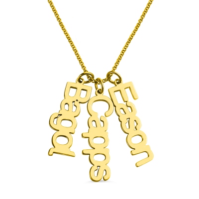 Customized Vertical Multiable Names Necklace 18K Gold Plated