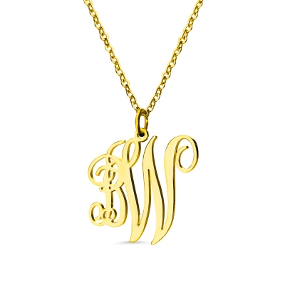Personalized 2 Initial Monogram Necklace 18K Gold Plated