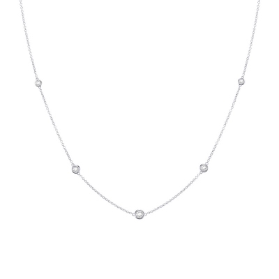 Minimalist Necklace with Zircons, Silver Necklace, Birthday/Anniversary/Valentine's Gift for Girlfriends/Wife/Mother/Grandma