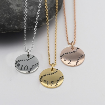 Personalized Number Baseball Necklace, Stainless Steel Softball Necklace, Baseball Mom Necklace, Sports Jewelry, Gift for Sports Mom/Baseball Fan