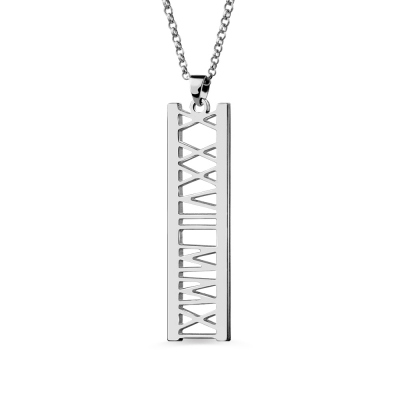 Roman Numerals Special Date Necklace Sterling Silver