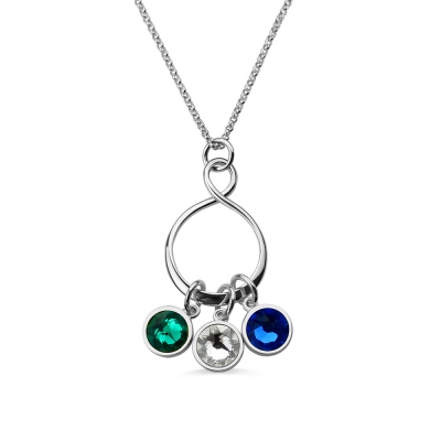 Customized Infinity Charm Birthstone Necklace In Sterling Silver