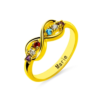 18K Gold Plated Infinity Promise Name Ring with Birthstone
