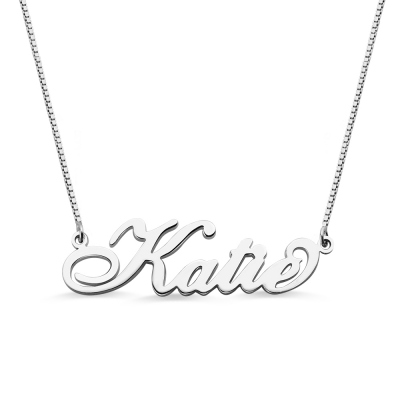 Customized Sterling Silver Name Plated Necklace, Gift for Women Wife Mom Girlfriend Daughter Friend