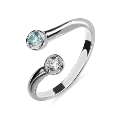 Dual Drops Birthstone Ring in Sterling Silver