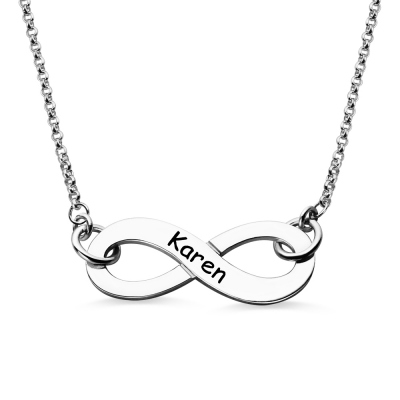 Customized Engraved Infinity Name Necklace in Sterling Silver
