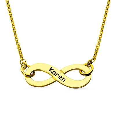 Customized Engraved Infinity Name Necklace In Gold Plated