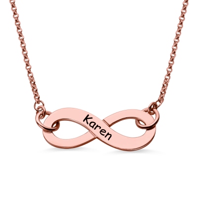 Customized Engraved Infinity Name Necklace In Rose Gold Plated
