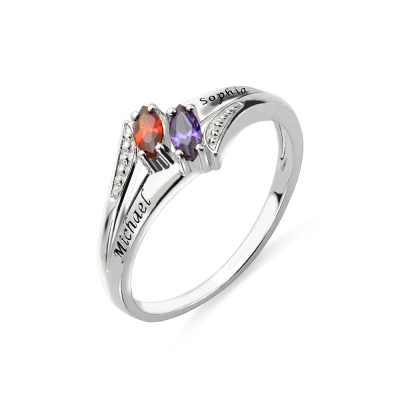 Two Name Birthstones Promise Ring