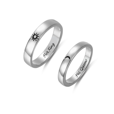 Regalo di San Valentino personalizzato per coppie di anelli di sole e luna