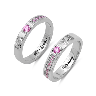 Kundenspezifische Geburtsstein-Paar-Ringe für Liebhaber