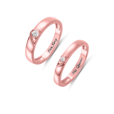 Personalisierter Ring in Form eines halben Herzens für Paare