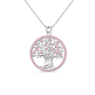 Personalized Heart Tree Birthstone Necklace