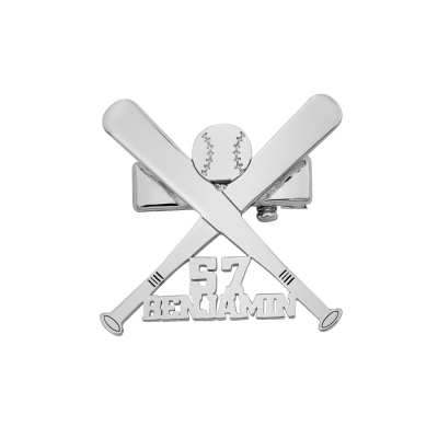 Customized Baseball Brooch In Sterling Silver