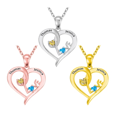 Customized Heart-Shaped Name Necklace In Sterling Silver