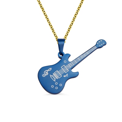 Customized Guitar Necklace In Sterling Silver