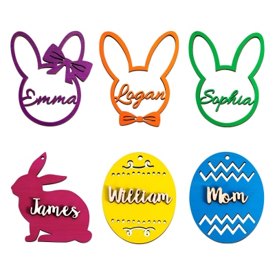 Personalized Easter Basket Name Tag Wooden Gift Tags