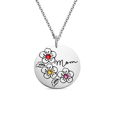 Personalisierte Geburtsstein-Blumenhalsketten-Geschenke für Mutter