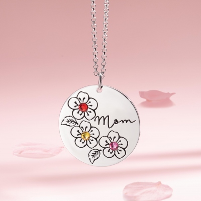 Personalisierte Geburtsstein-Blumenhalsketten-Geschenke für Mutter