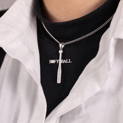 Collana personalizzata con nome di croce da baseball o softball