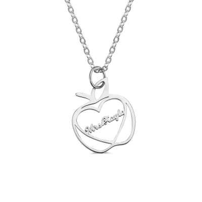 Customized Apple Cutout Necklace in Sterling Silver