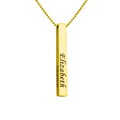 Men's Four-Sided Bar Necklace 18K Gold Plated Silver