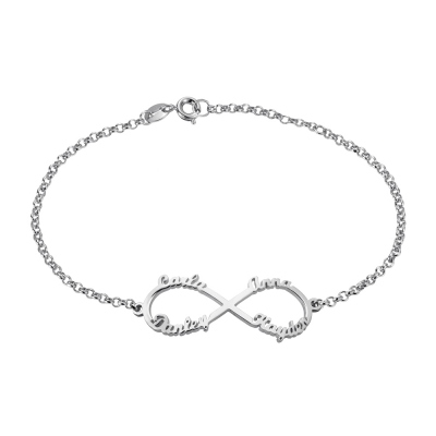 Personalized Infinity Four Names Bracelet In Sterling Silver