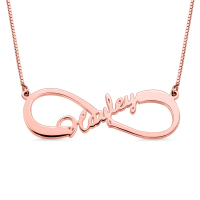 Customized Single Infinity Name Necklace In Rose Gold