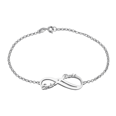 Personligt Infinity 2 Namn Armband Sterling Silver