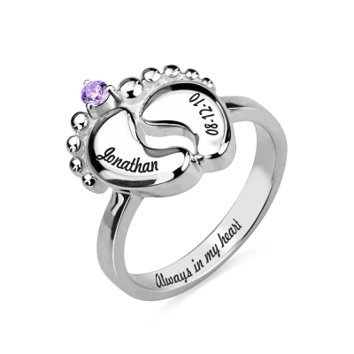 Personalized Mother's Ring With Kids Name & Birthstone