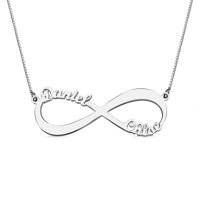 Infinity Name Necklace For Couple Personalized Name Necklace Silver