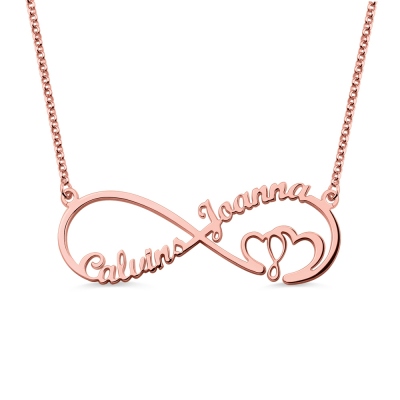 Infinity Heart In Heart Name Necklace In Rose Gold