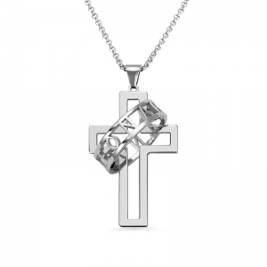 Personalisierte Herren Symbol des Glaubens Kreuz Halo Ring Halskette