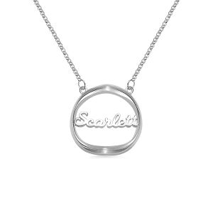 Customized Shadow Heart Name Necklace in Silver