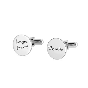 Personalized Stainless Steel Handwriting Disc CuffLinks