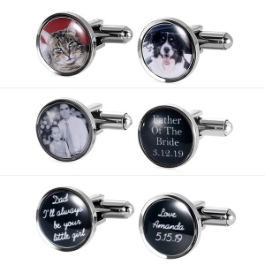 Personalized Engraved Photo Cufflinks in Stainless Steel