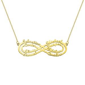 Personalized 8 Names Infinity Silver Necklace 
