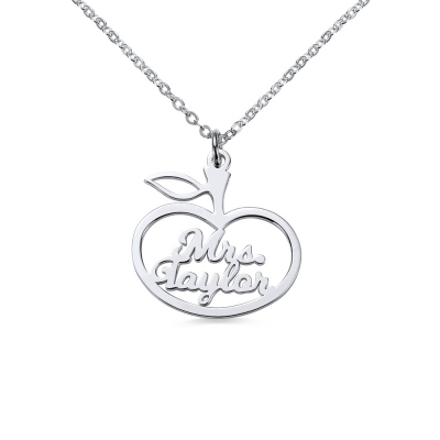 Personalized Apple Name Necklace for Teachers