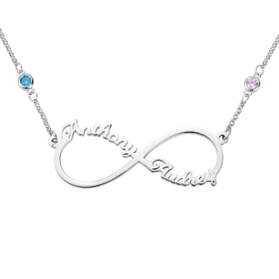 Personalized Infinity Two Names Silver Necklace 