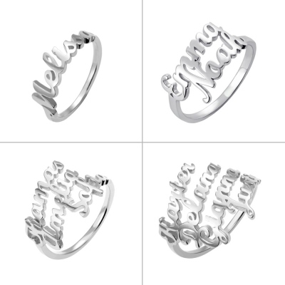 Customized Multiple Name Ring in Silver