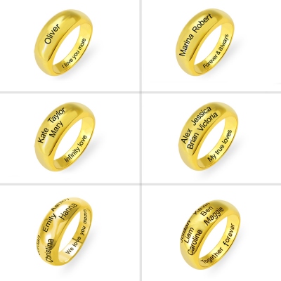 Personalized 1-6 Names Ring in Gold